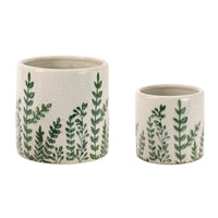 Floral Pattern Stoneware Container