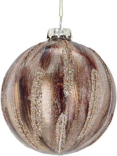Round Glass Ornament with Gold and Brown