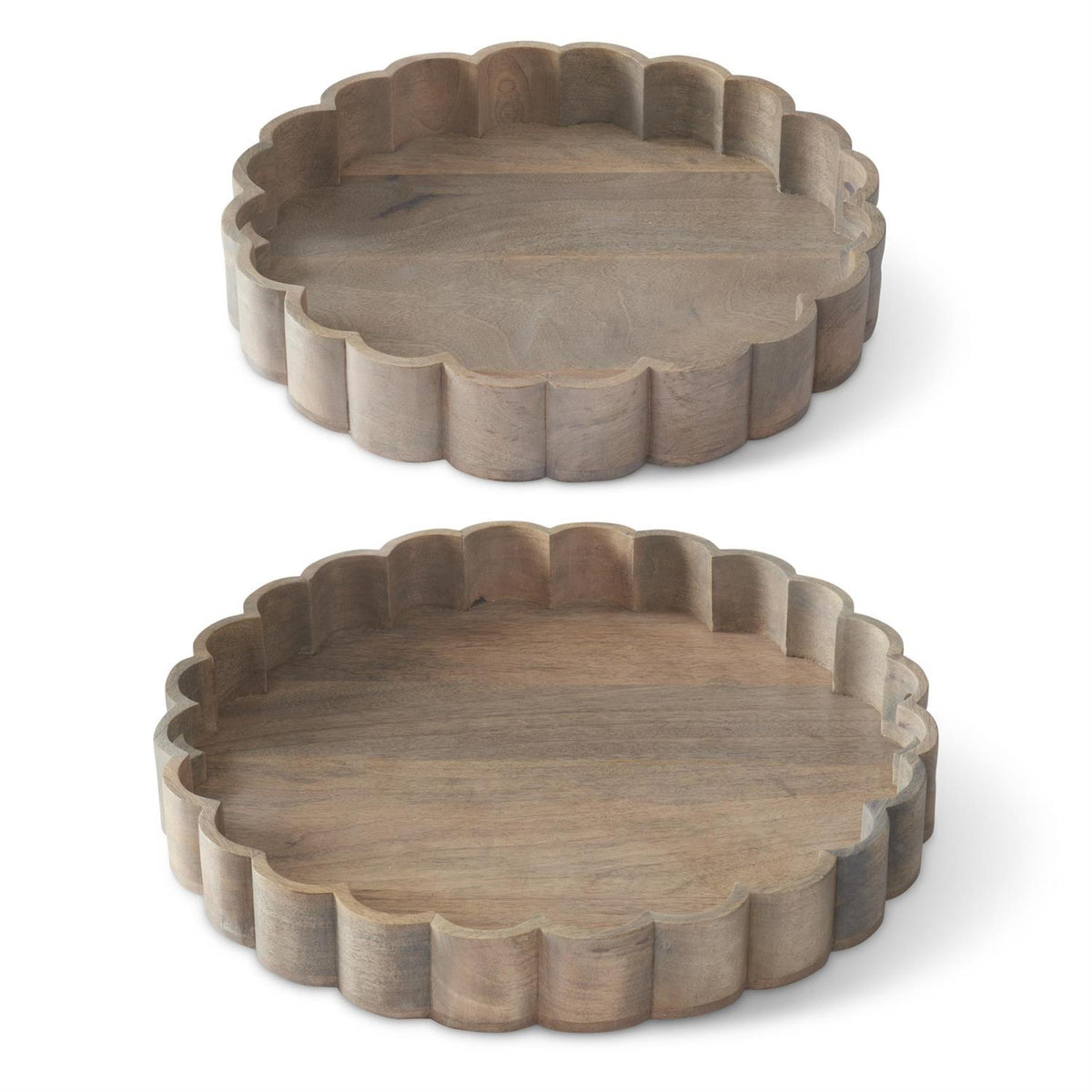 Whitewashed Round Wood Scalloped Edge Nesti