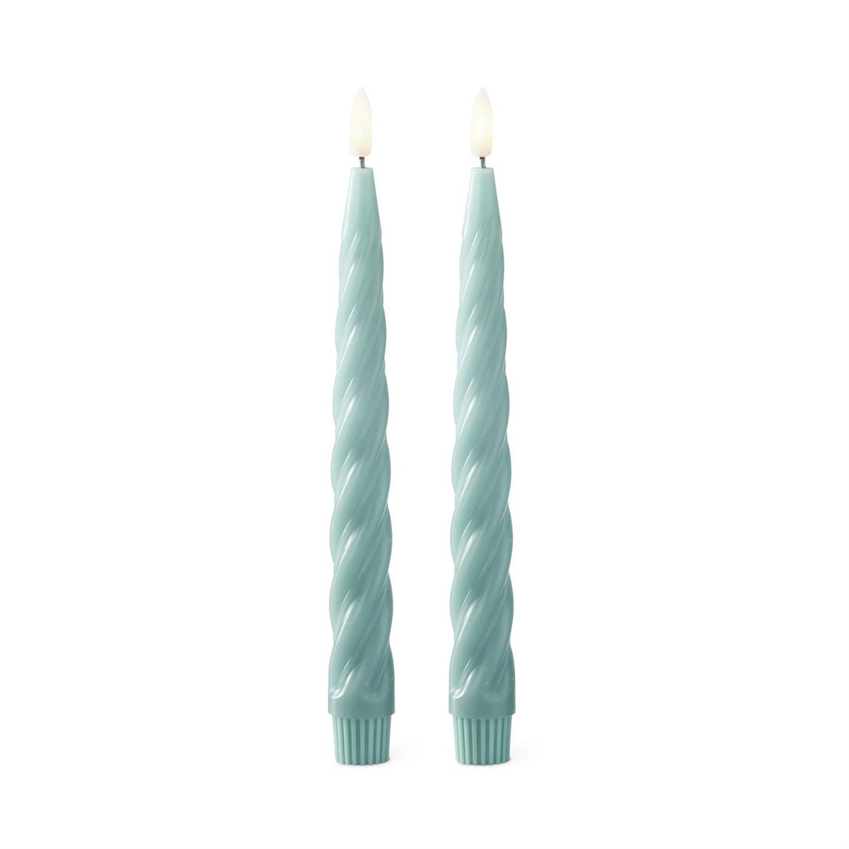 Light Green Spiral LED Taper Candle