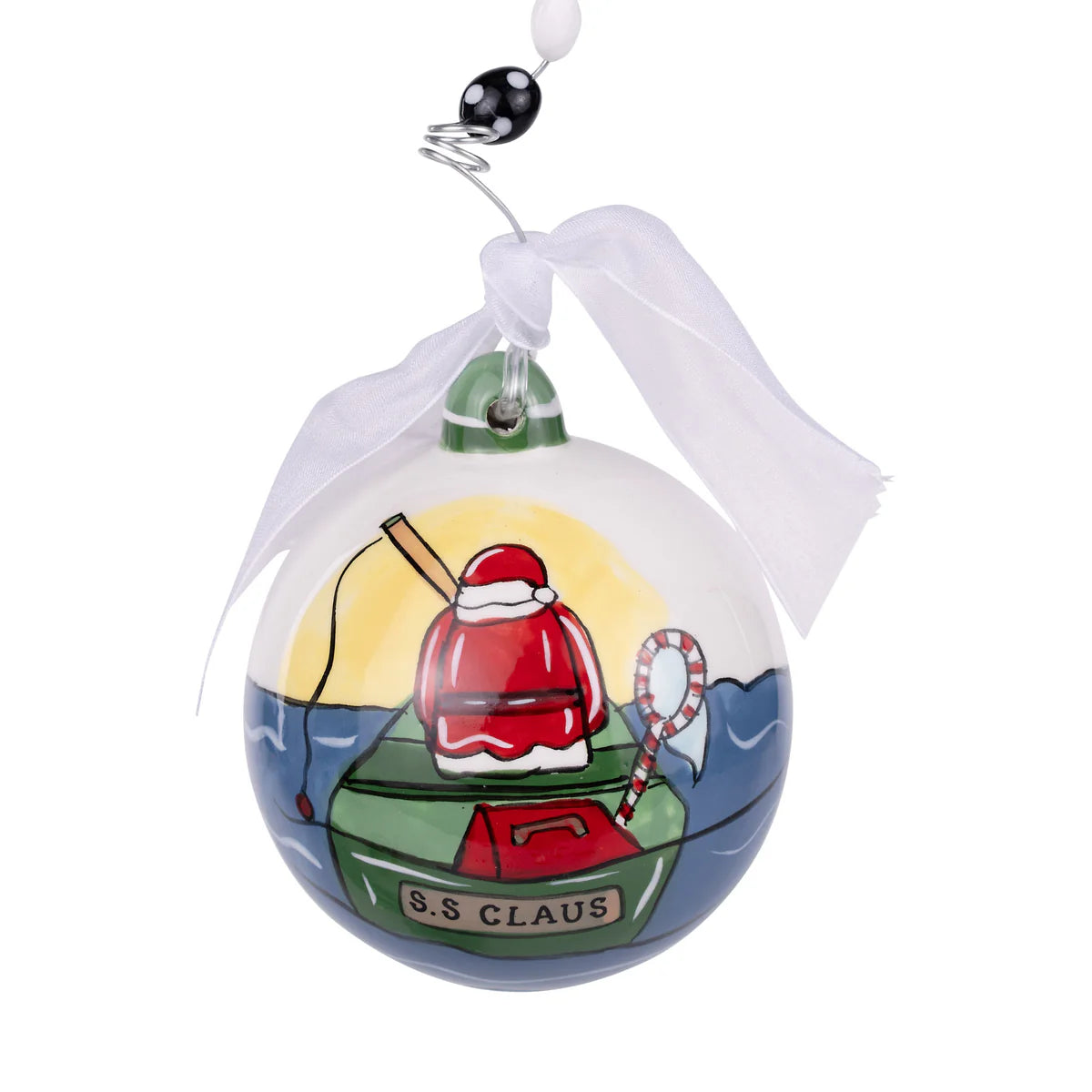 Lake Life with Santa Ceramic Ornament
