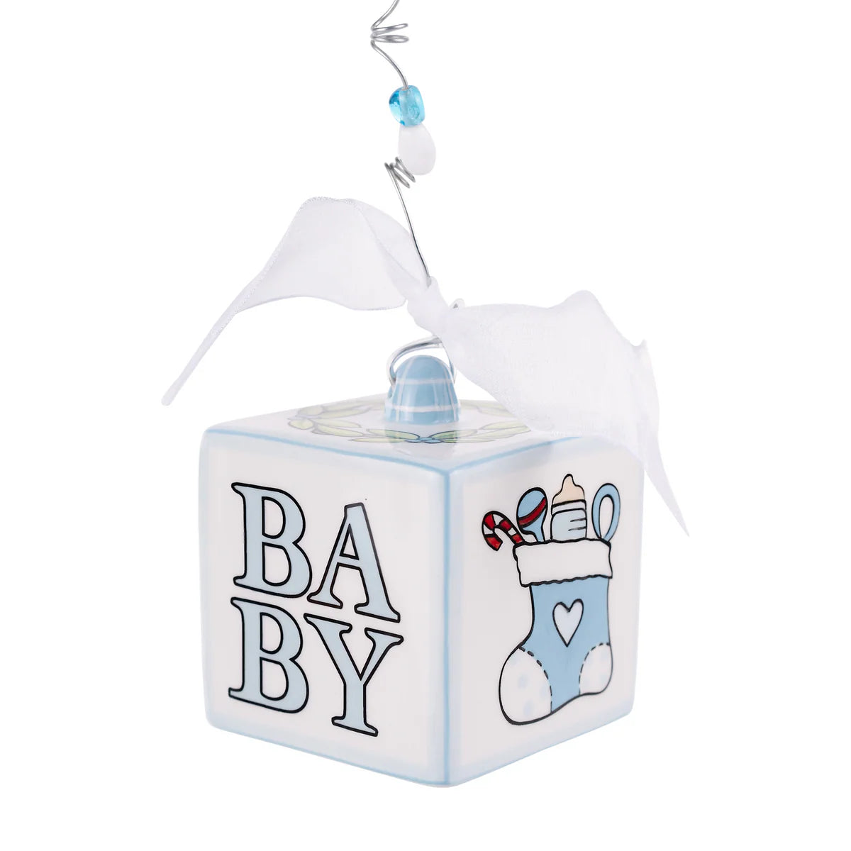 Blue Baby's 1st Christmas Block Ornament