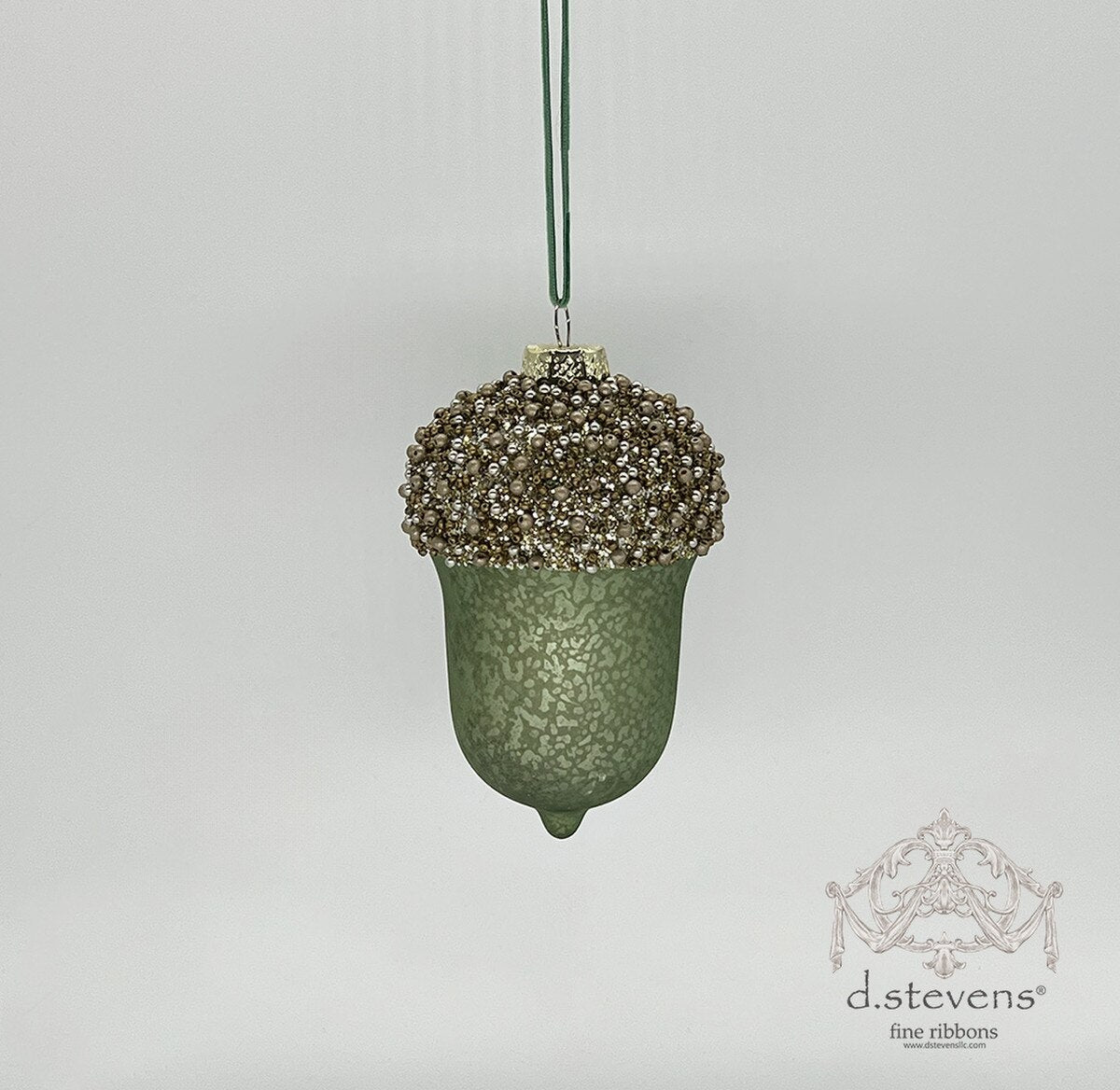 Glass Green Acorn Ornament