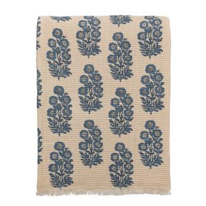 Flower Repeat Blue Throw Blanket