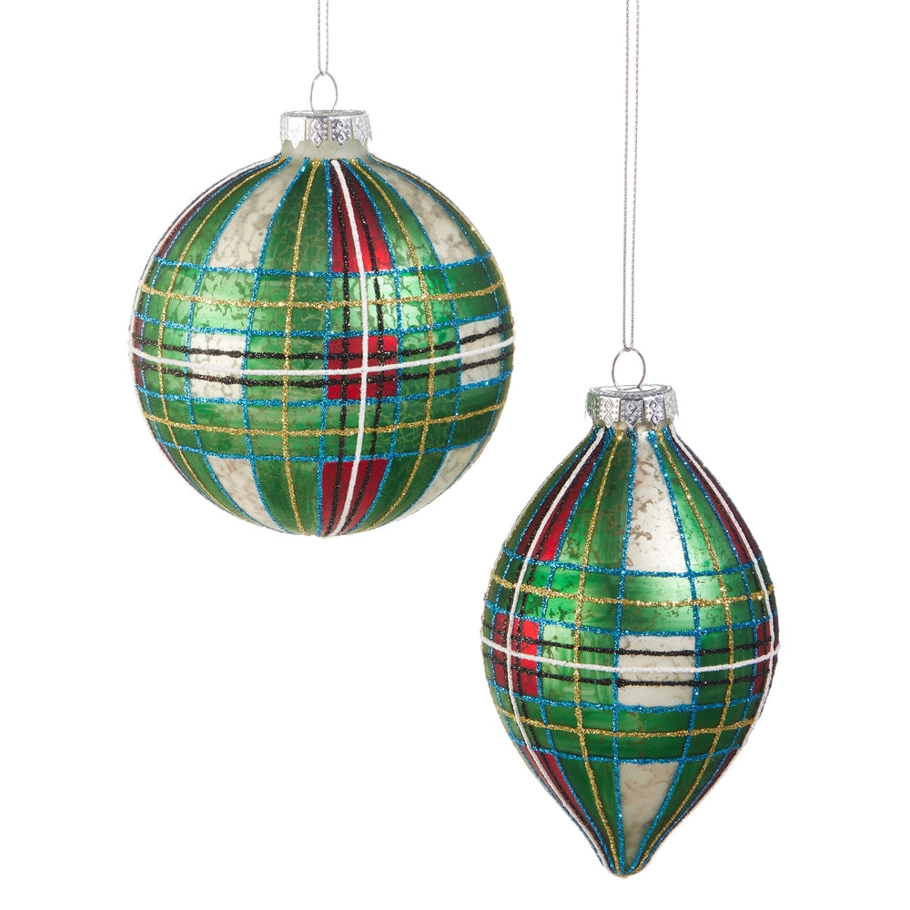 Green Tartan Plaid Ornament