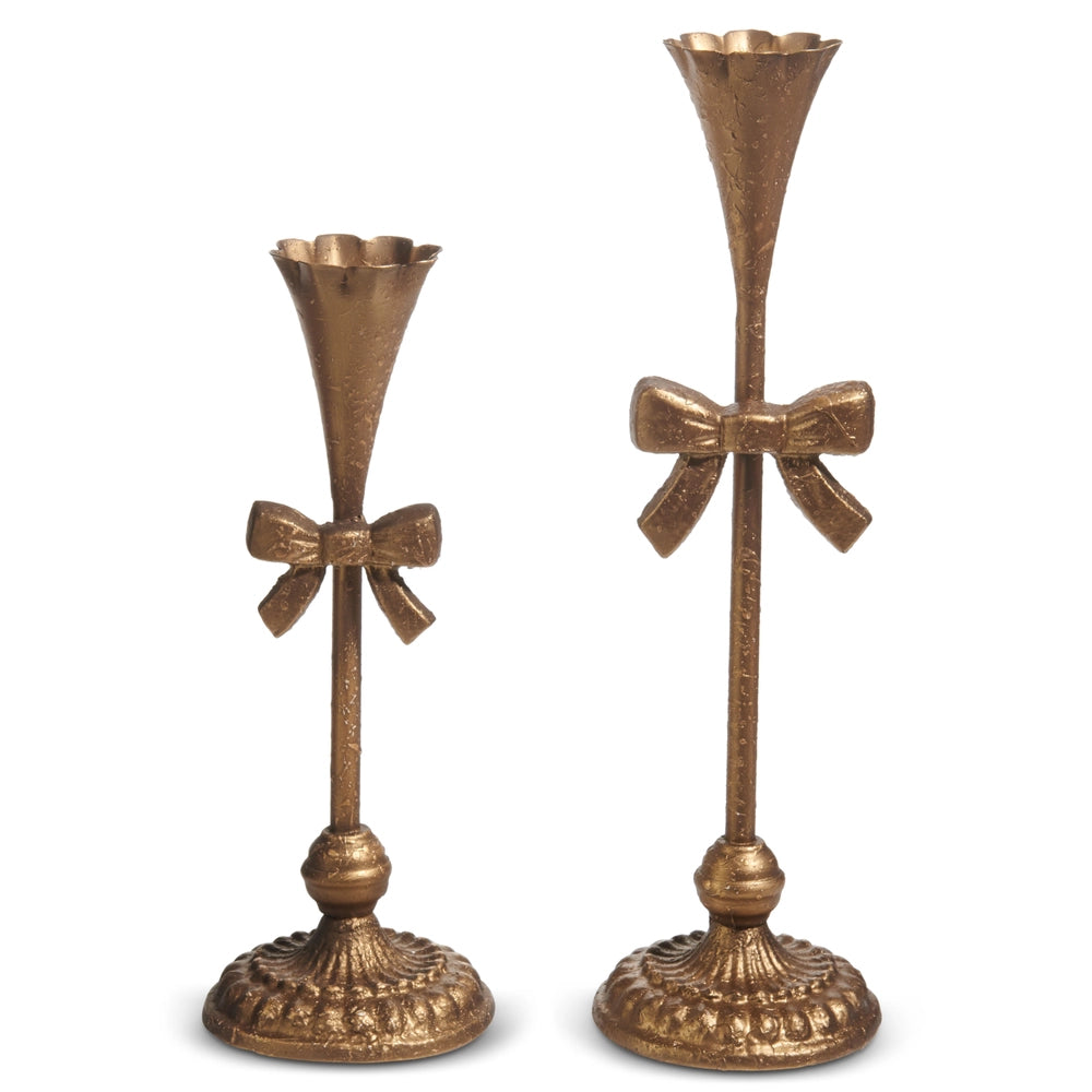 Gold Bow Candle Sticks