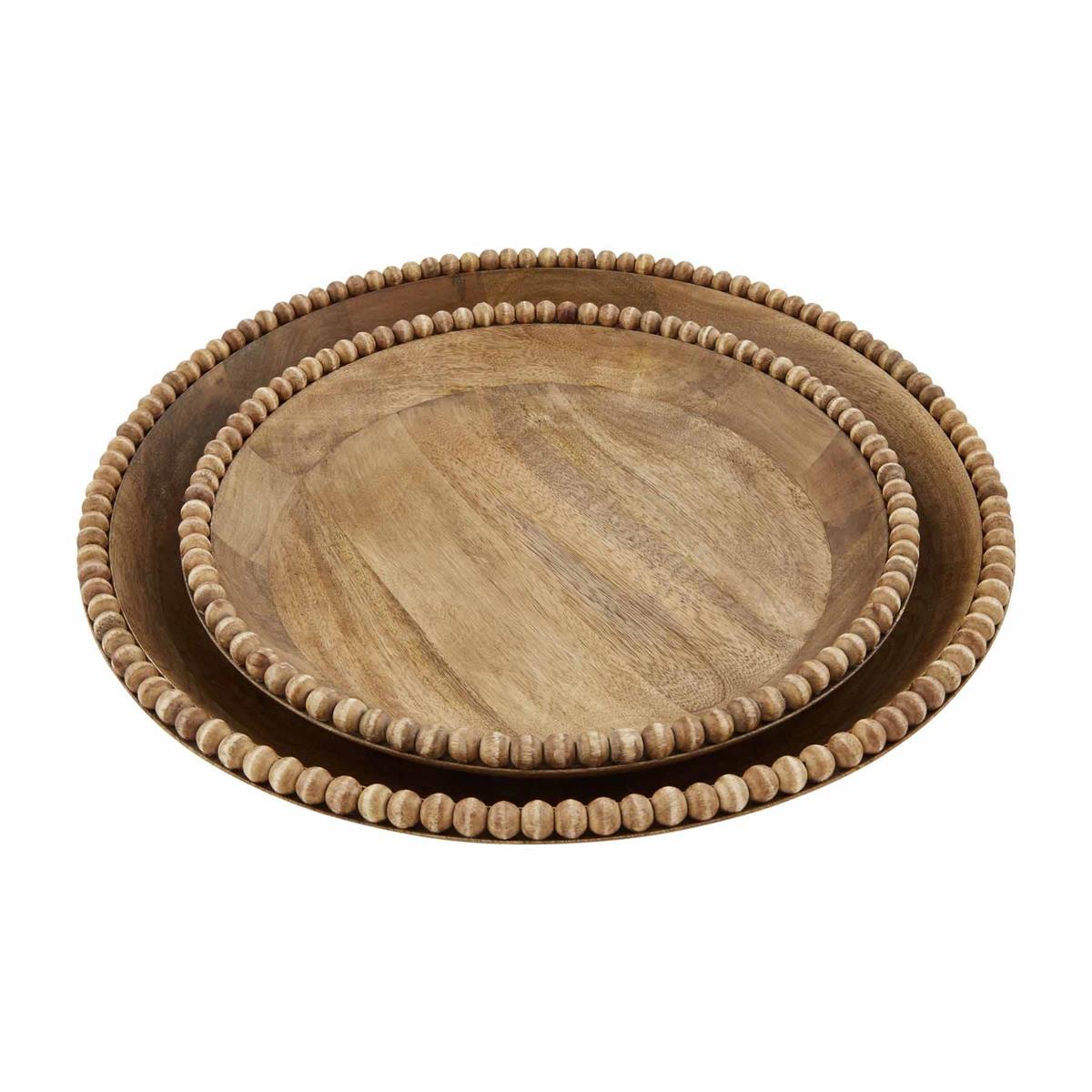 Beaded Wood Serving Bowls