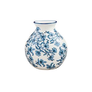 Blue and White Flower Print Vase