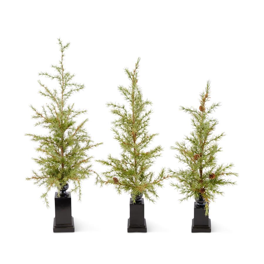 Pine Trees on Black Resin Spindle