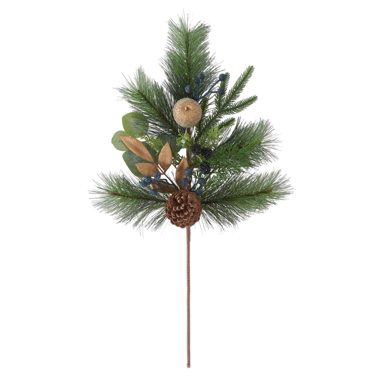 Mixed Pine Stem with Gold Leaves & Apple