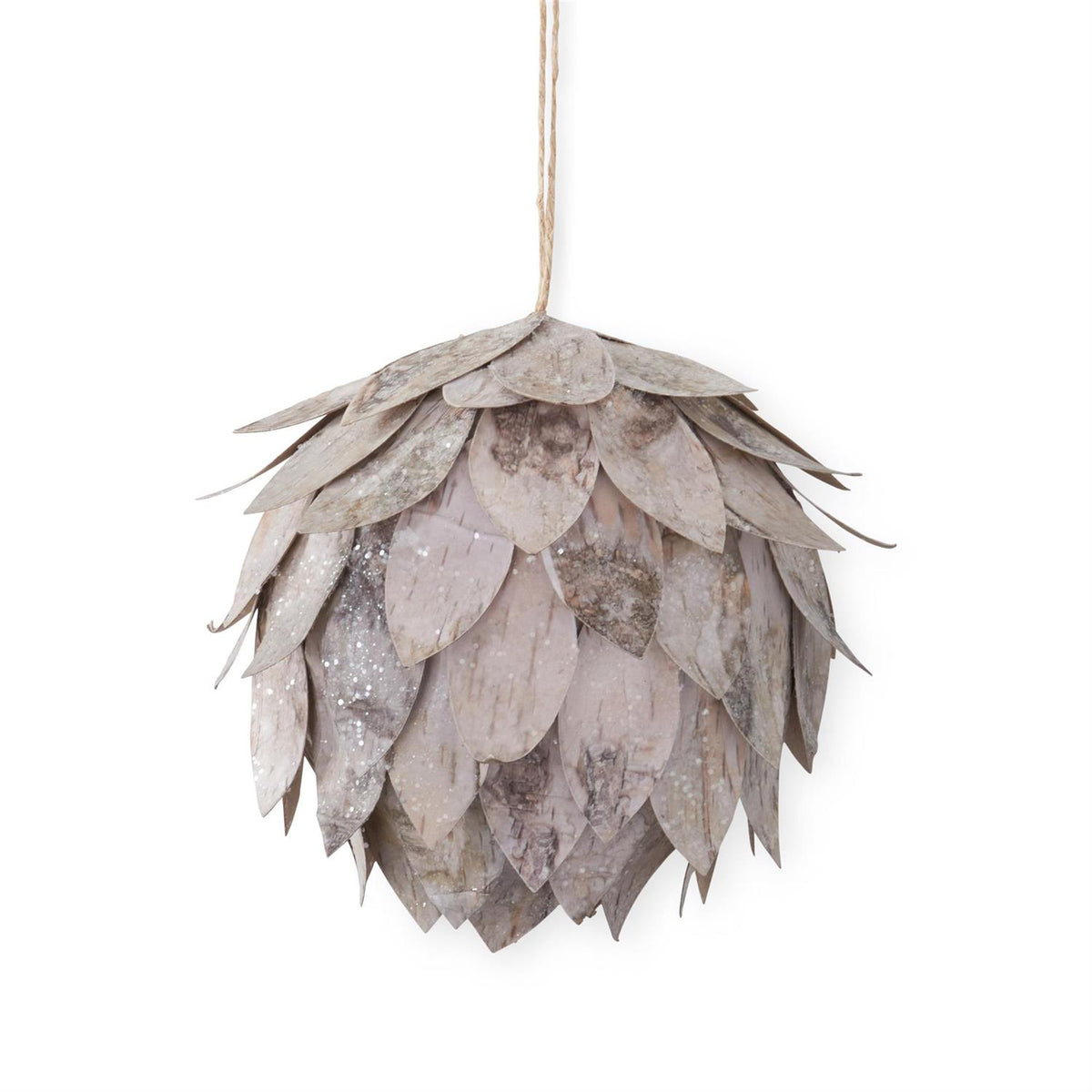 Glittered Faux Birch Wood Artichoke Ornament
