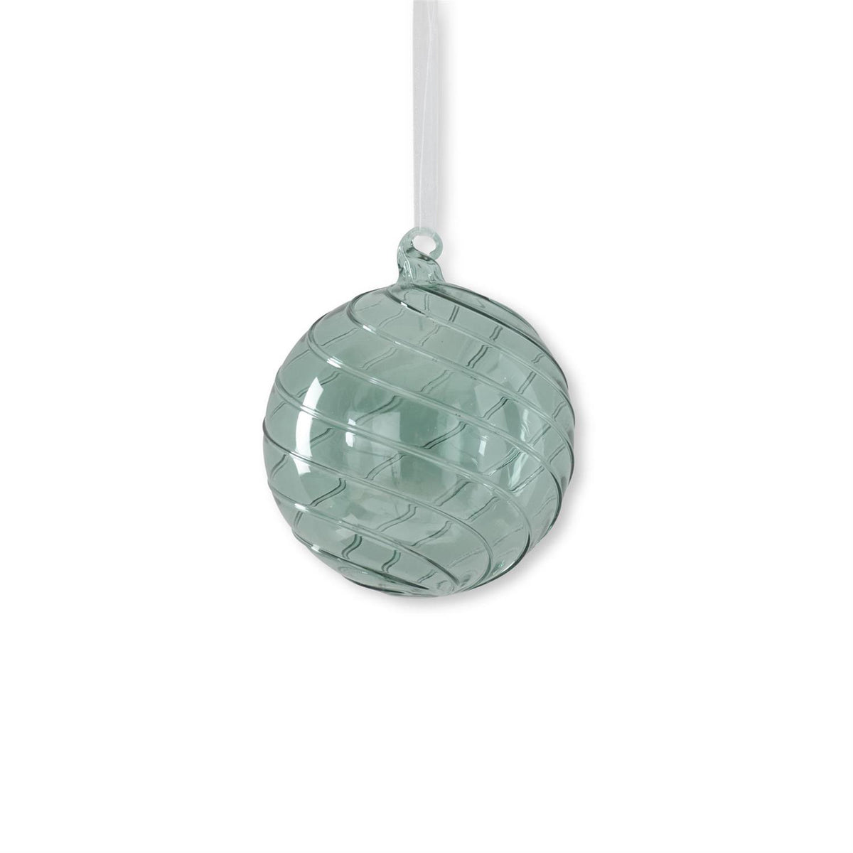 Sage Green Transparent Swirl Glass Ornament