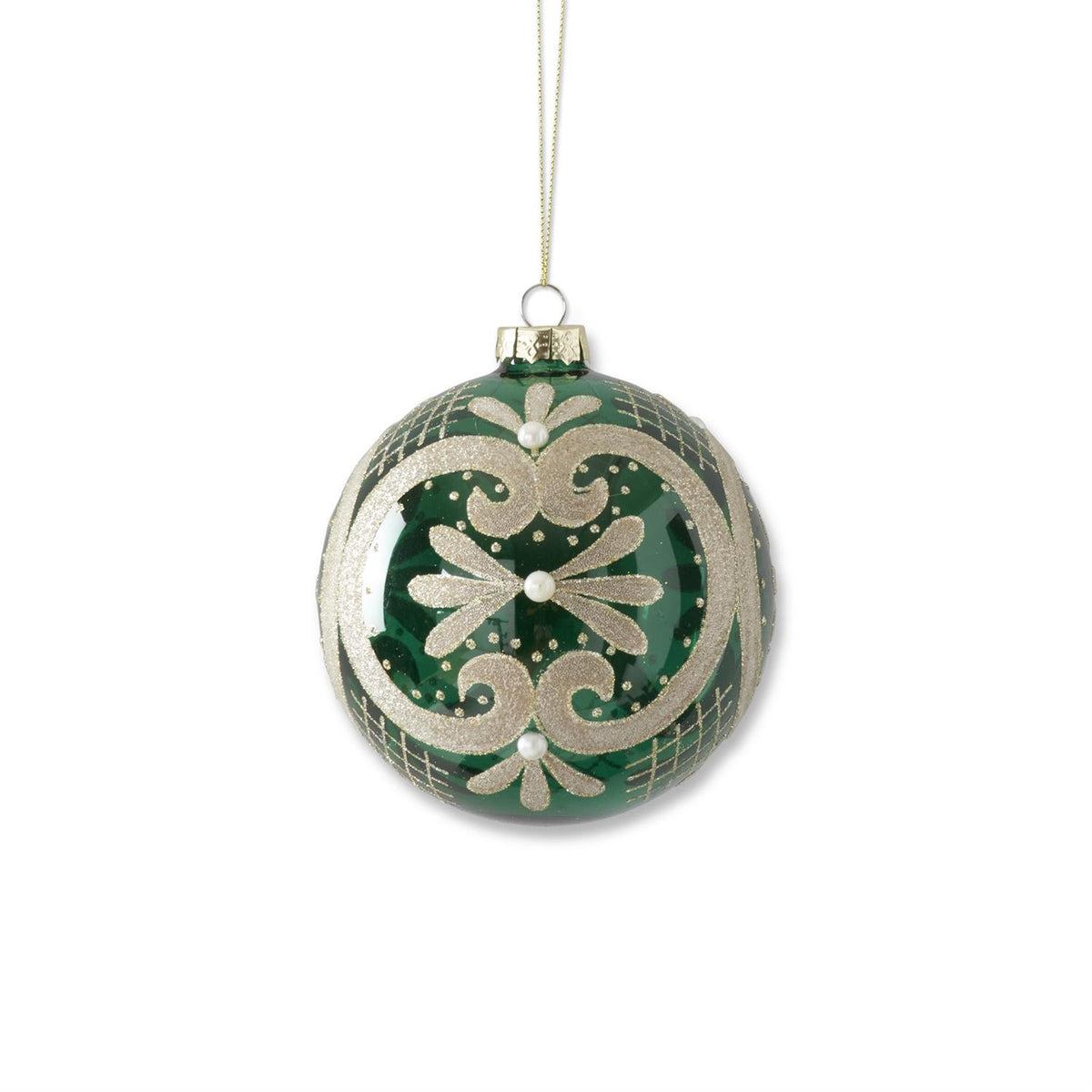 Champagne Glittered Glass Ornament