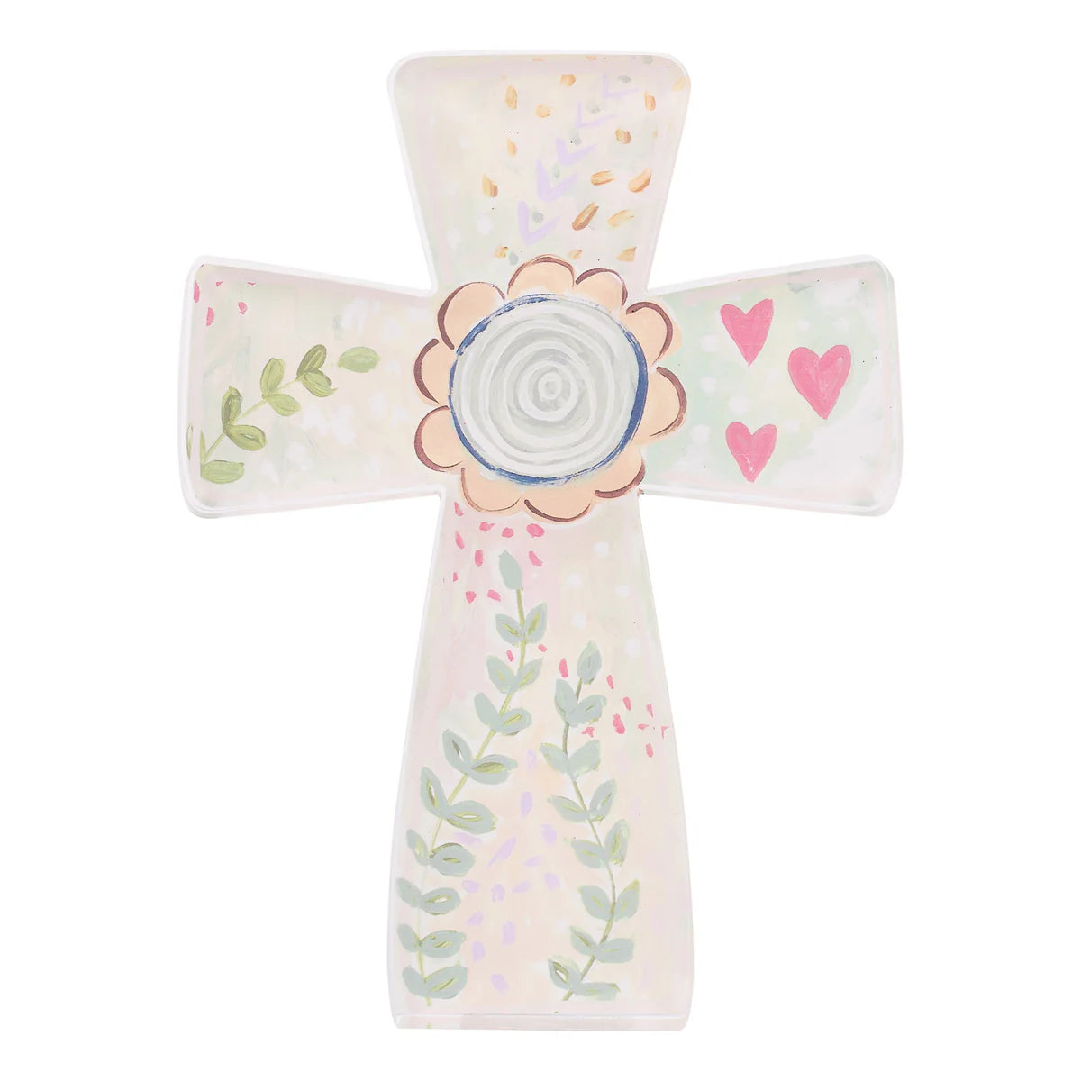 Flowers & Hearts Standing Acrylic Cross