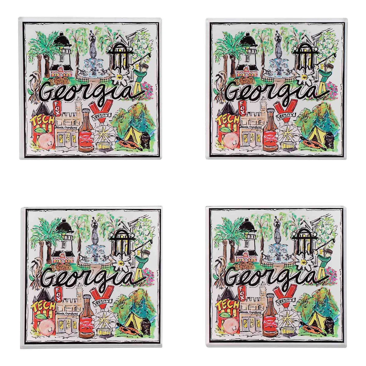 Georgia State Icon Acrylic Coaster Set