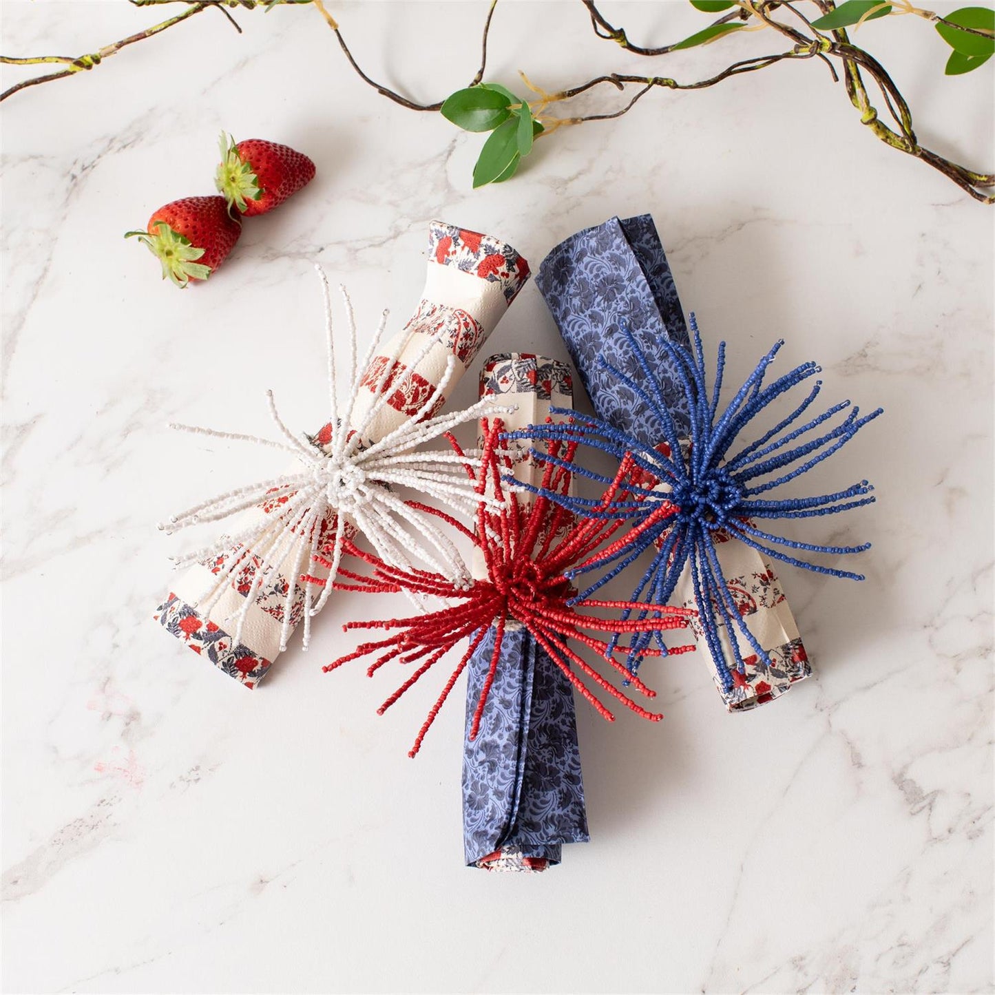 Americana Beaded Fireworks Napkin Ring