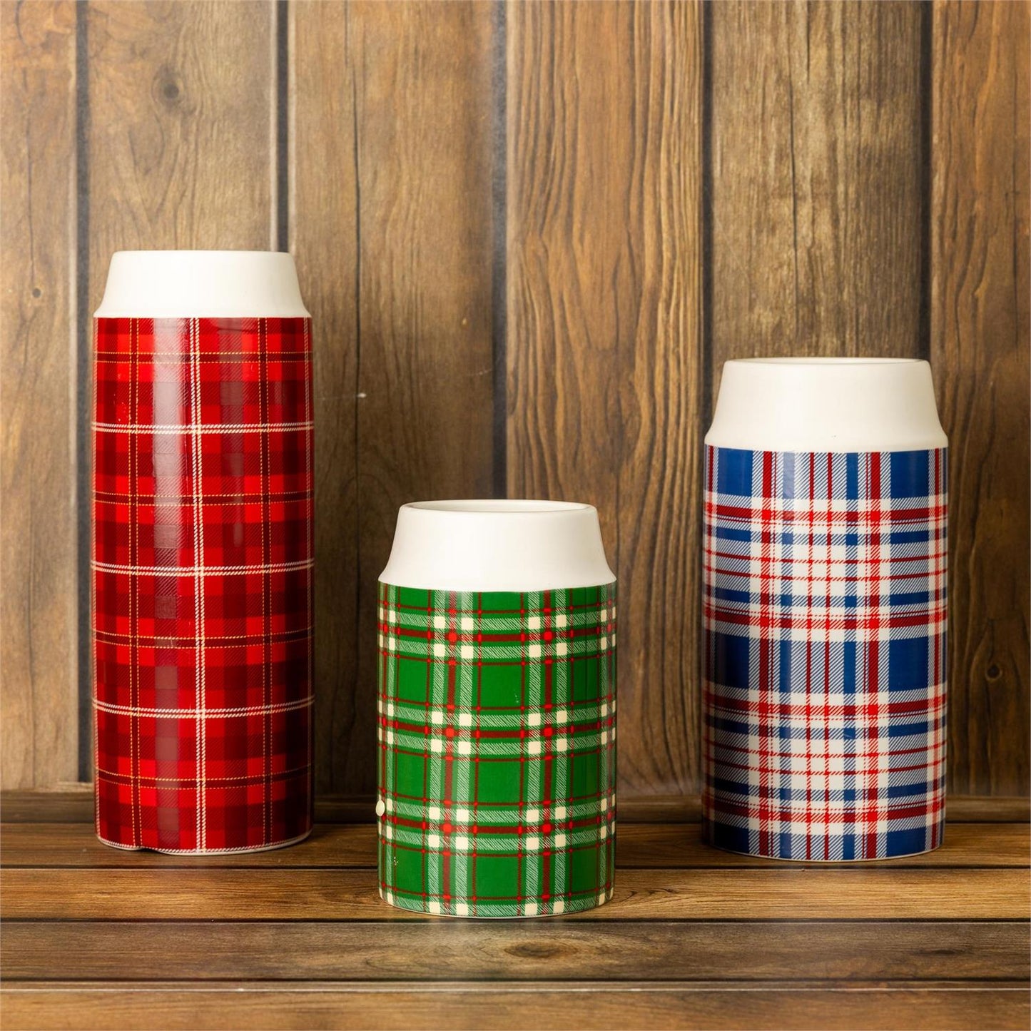 Thermos Inspired Plaid Vase