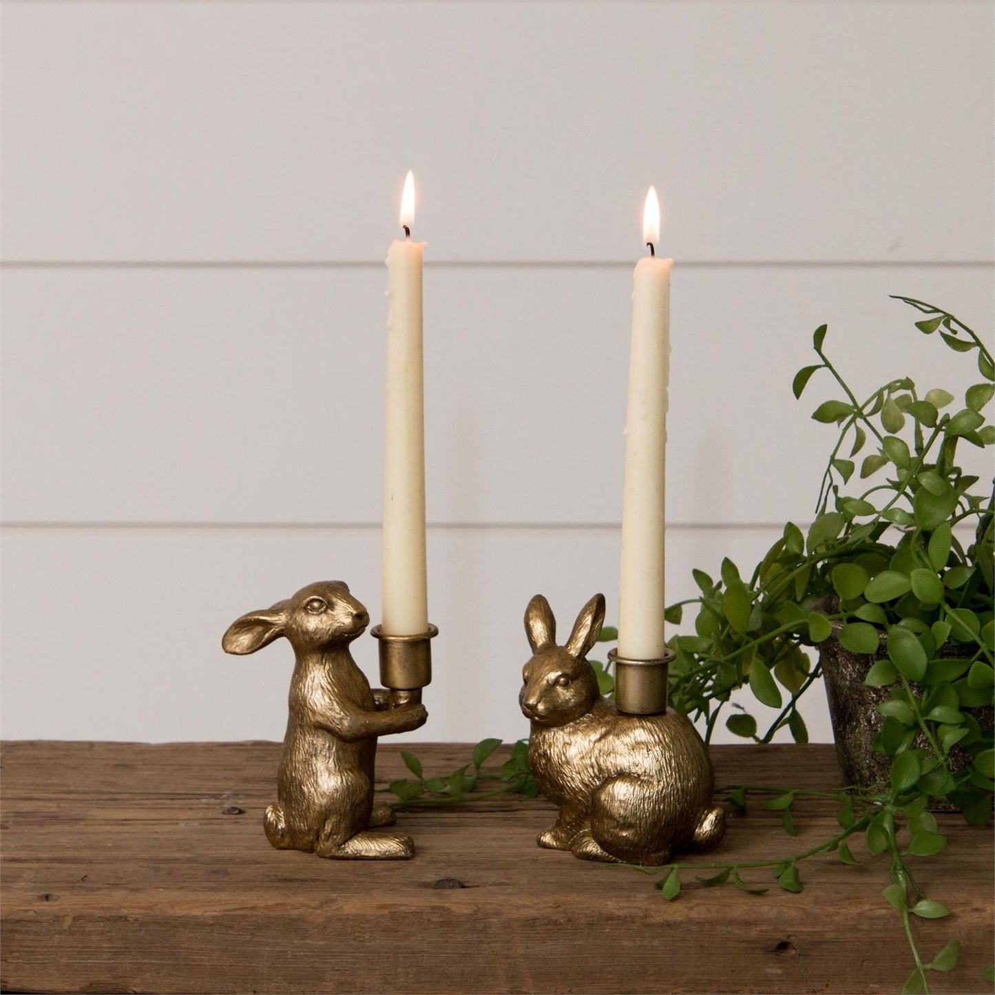 Gold Bunny Taper Candle Holder