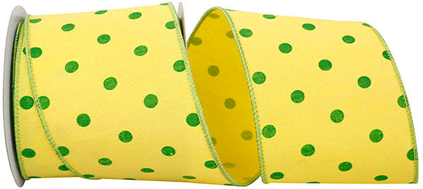 Dupioni Citrus Dots Wired Edge-Yellow-4"X10YDS