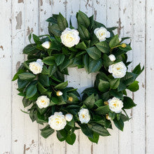 White Camelia Flower Wreath