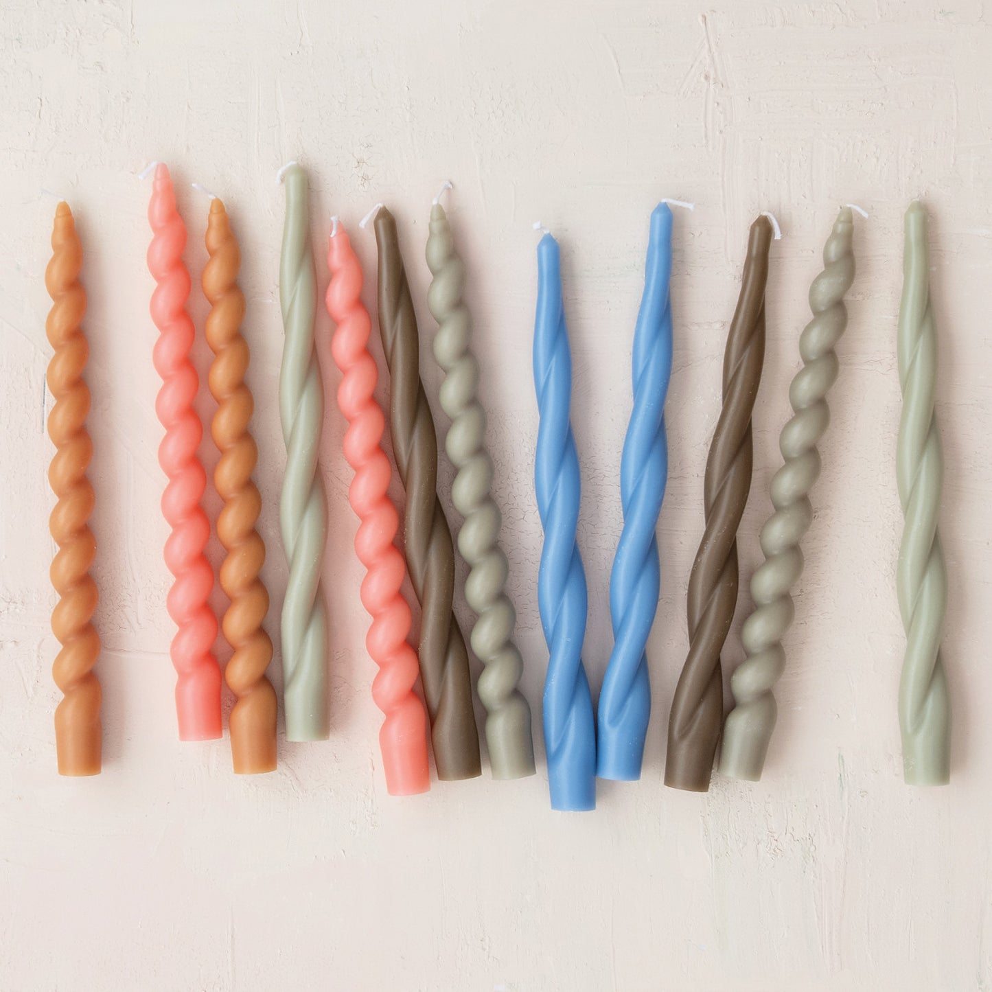 Unscented Twisted Taper Candles in Box, Blue, Set of 2