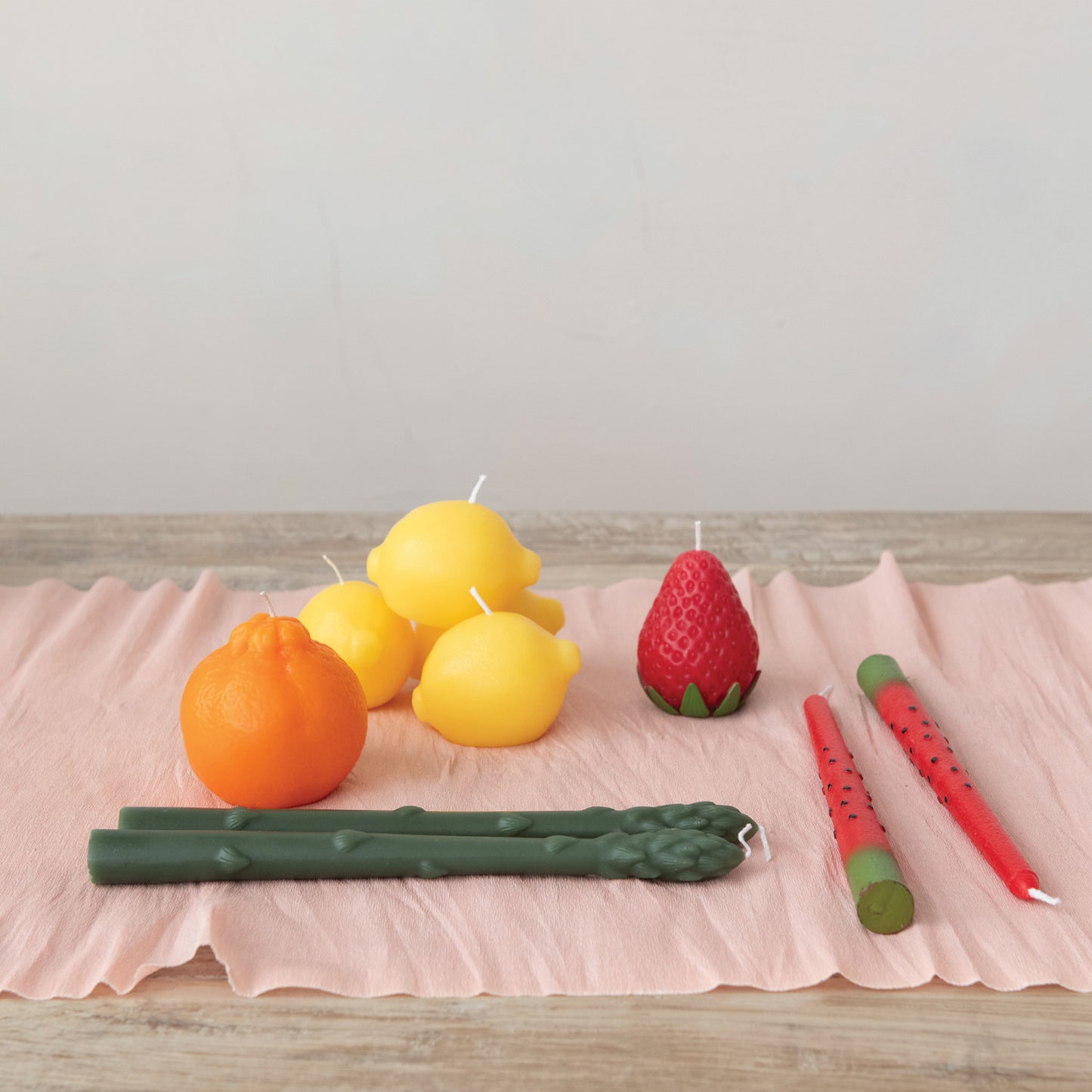 Unscented Watermelon Pattern Taper Candles, Boxed Set of 2