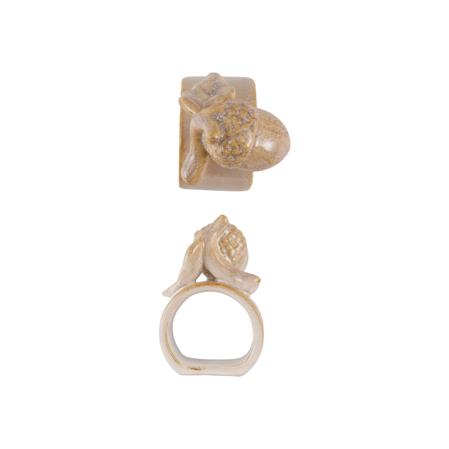 Stoneware Napkin Ring with Acorn