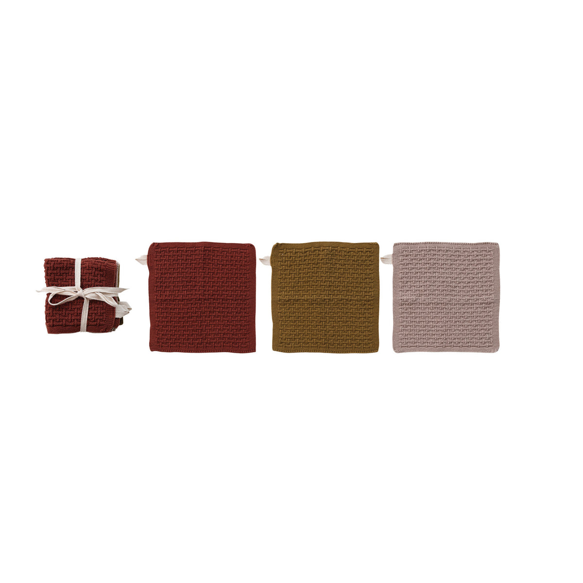 Cotton Knit Dish Cloths, Set of 3