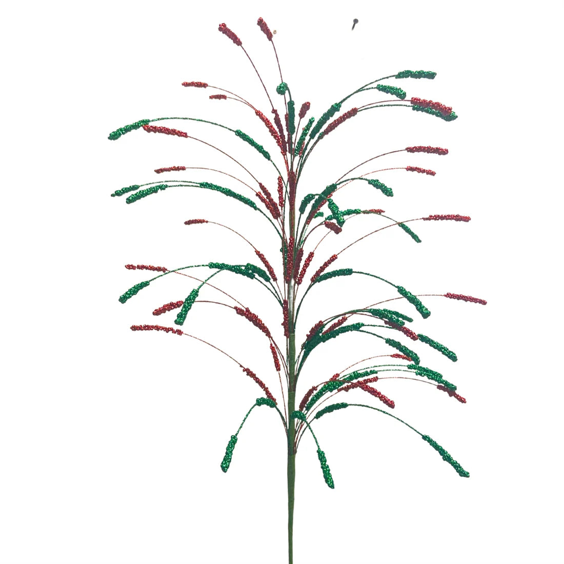 Glitter Cattail Spray 32"-Red/Emerald