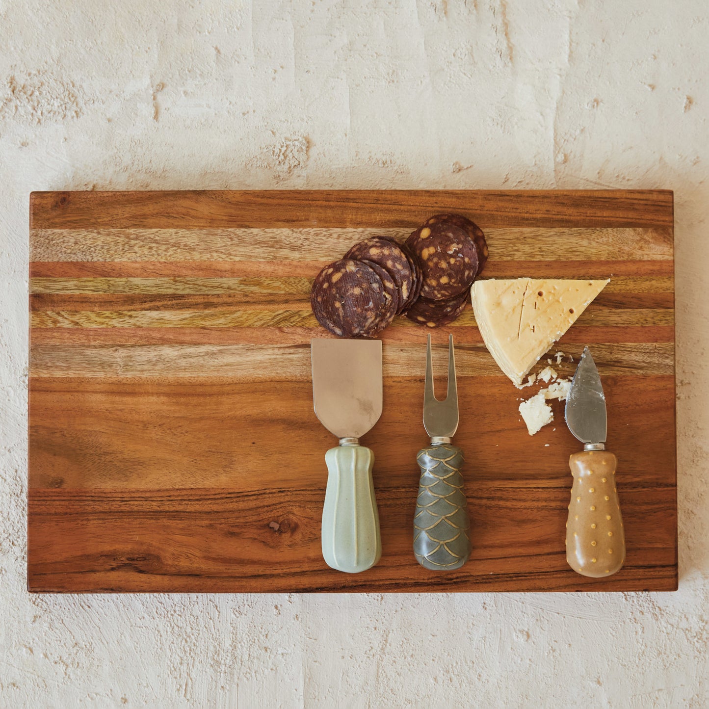 Stainless Steel Cheese Utensils with Stoneware Handle