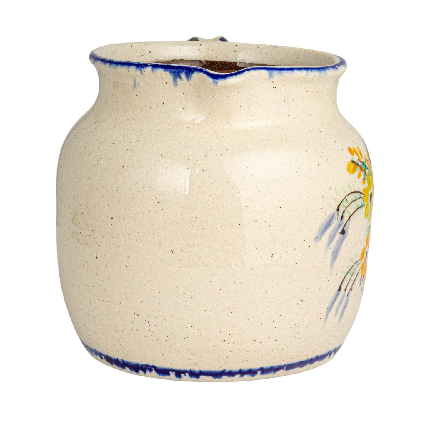 Decorative Terra-cotta Pitcher w/ Flowers & Handle