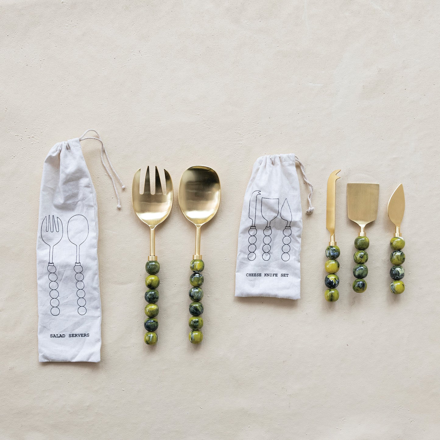 Stainless Steel Salad Servers with Resin Handles, Set of 2