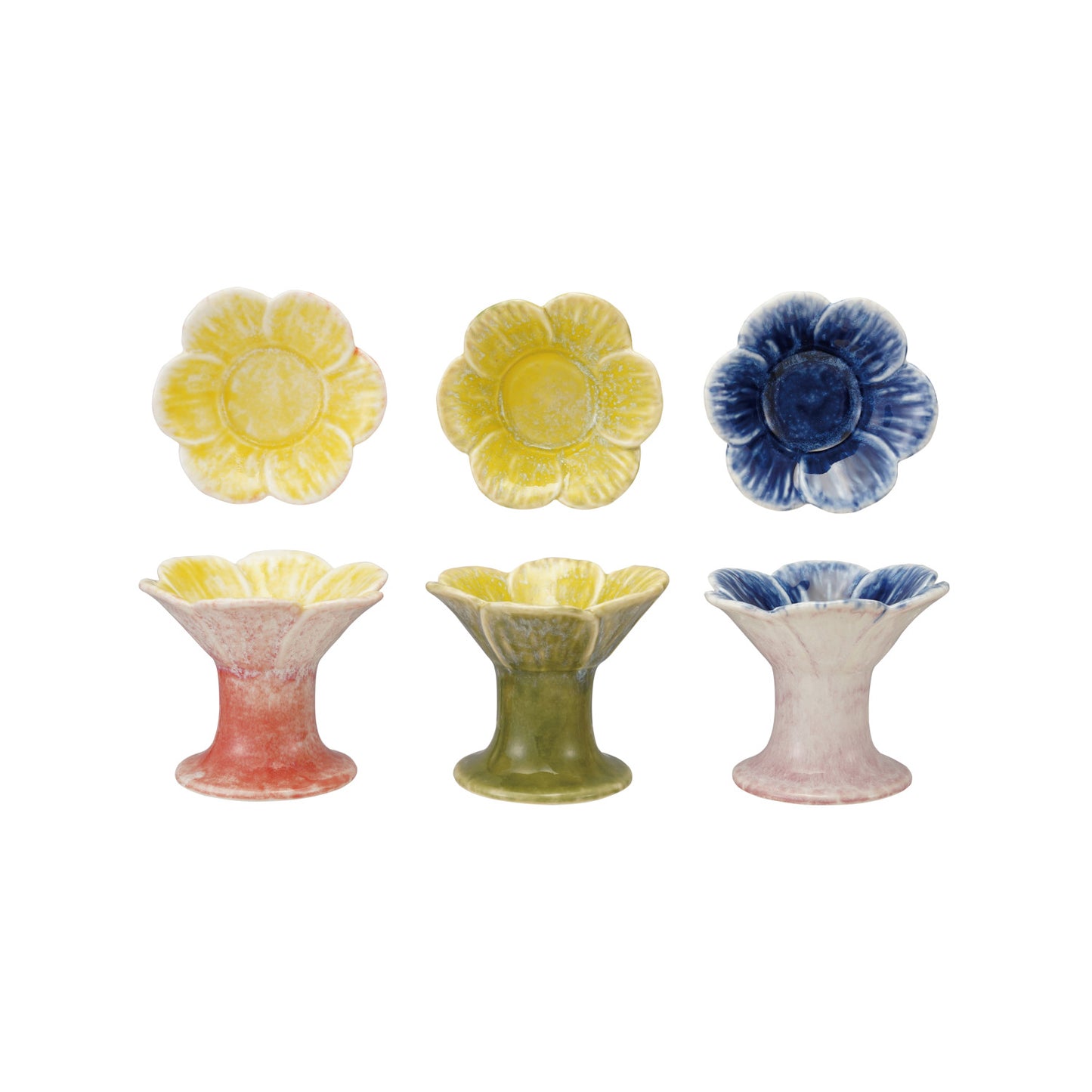 Stoneware Flower Shaped Footed Tealight Holder