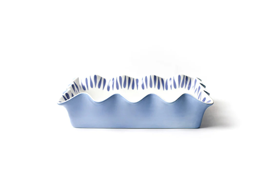 Iris Blue Drop Ruffle Casserole Dish