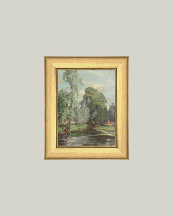 Fishing by a Riverside Wall Art