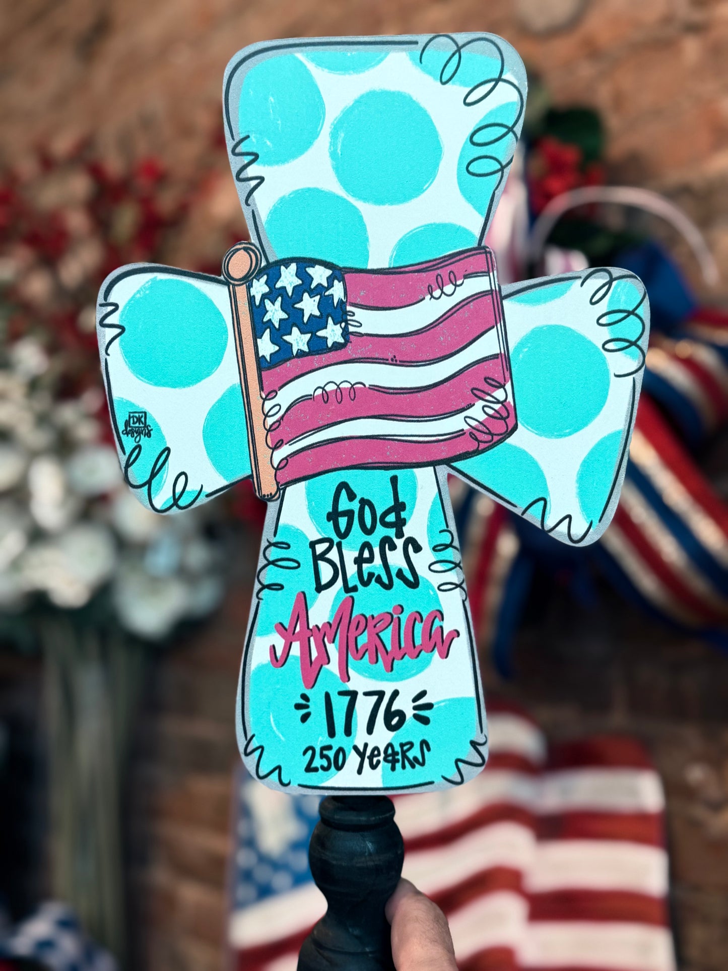 God Bless America Cross Topper