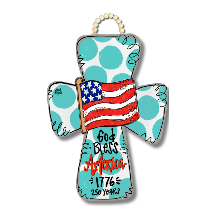 250th God Bless America Cross Door Hanger