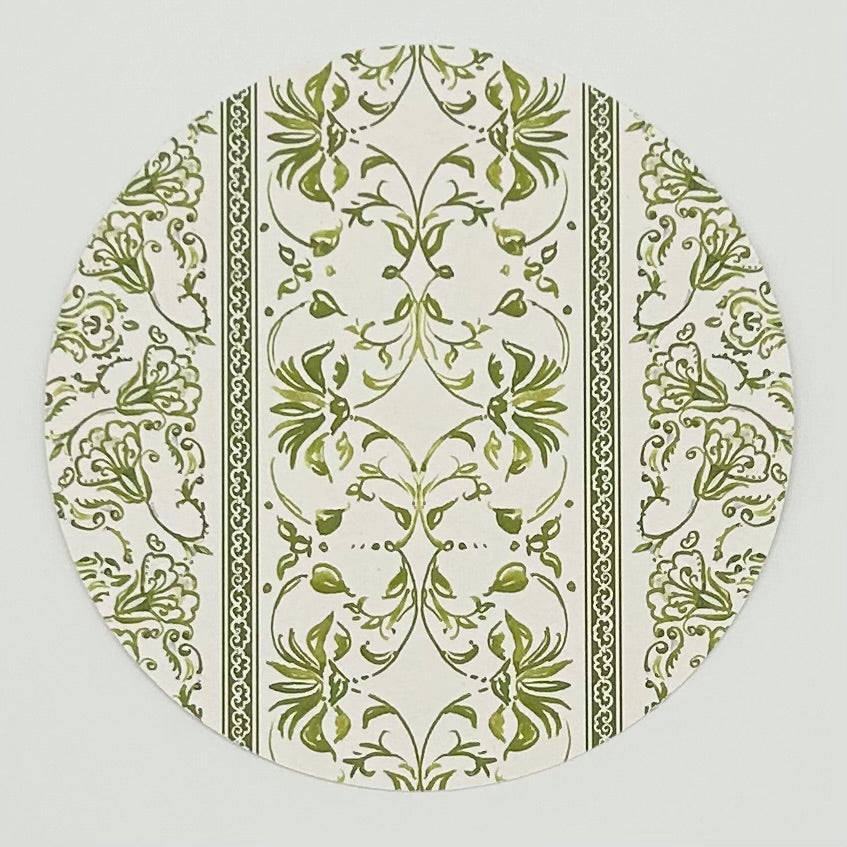 Fall Leaves Wreath w/ Chinoiserie Bow Round Coasters