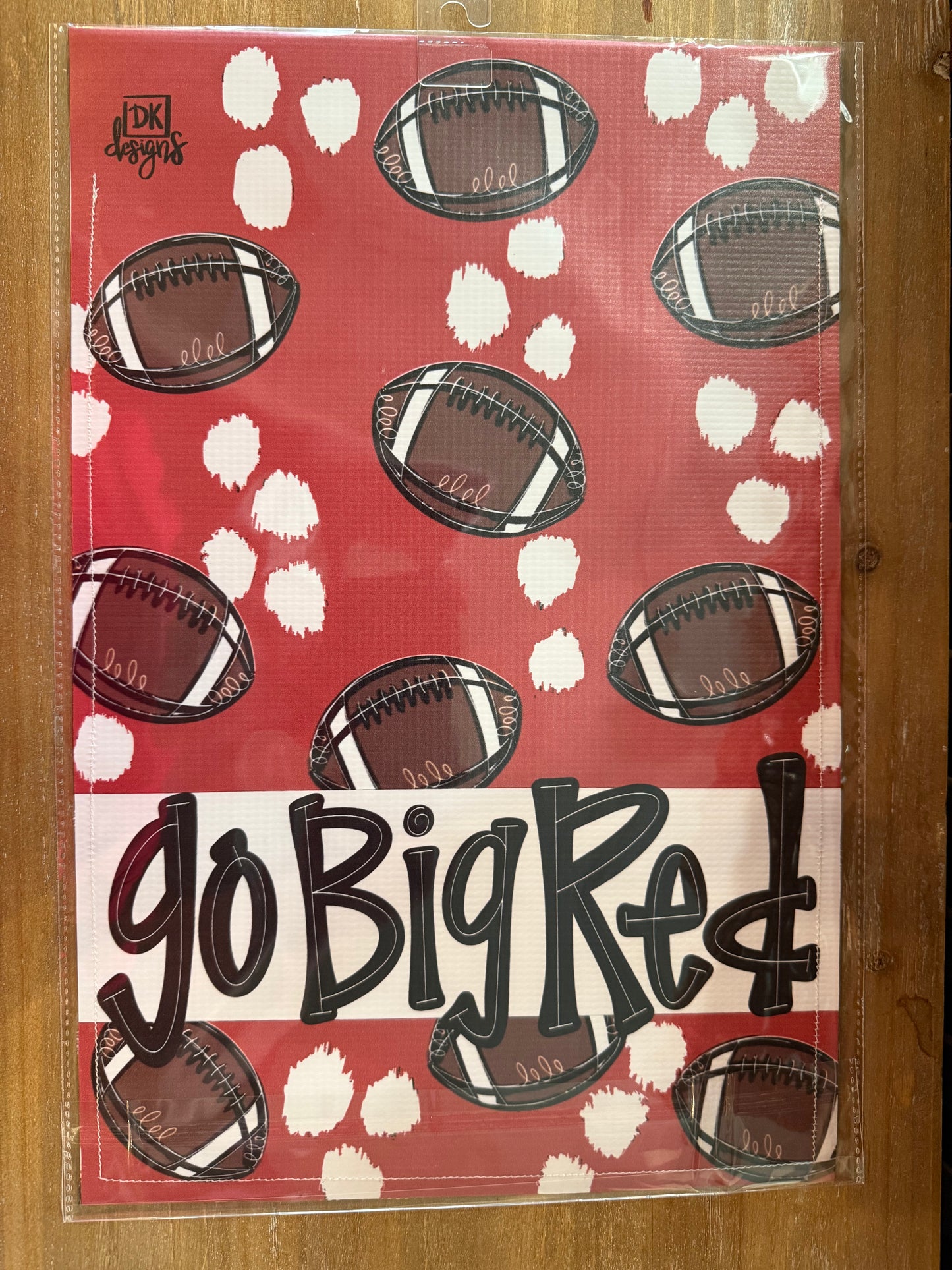 'Go Big Red' Football Red and White Garden Flag