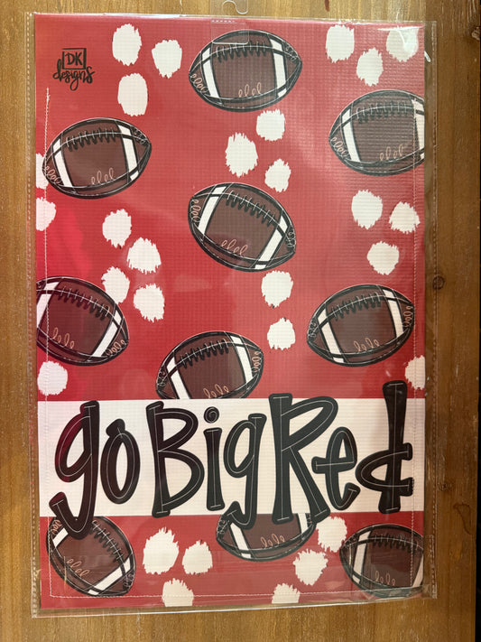 'Go Big Red' Football Red and White Garden Flag