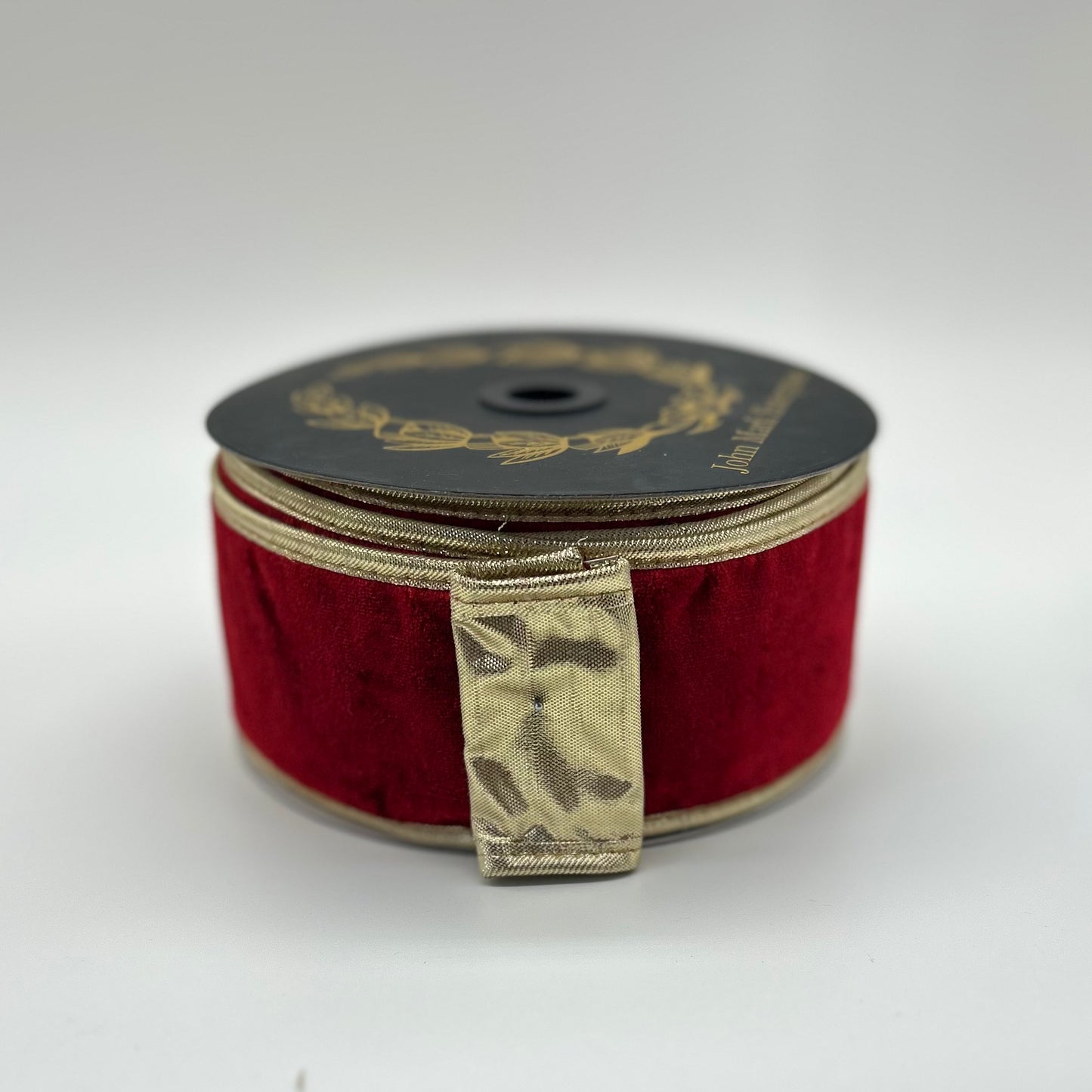 Red Velvet Double Fused Metallic Dupioni Gold Piping