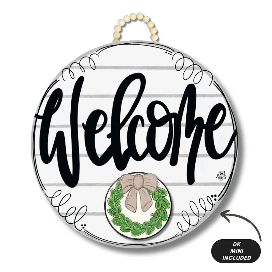 Shiplap "Welcome" Door Hanger with Wreath Mini
