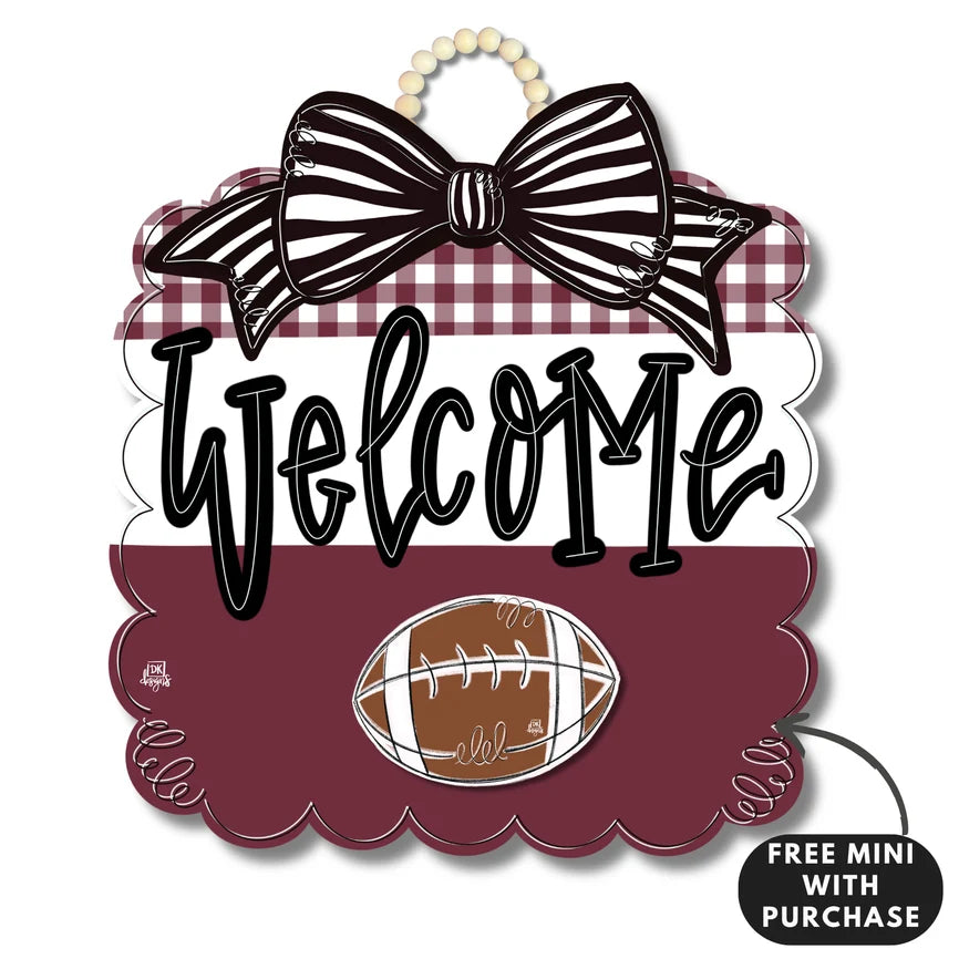 University of South Carolina Inspired Scalloped Door Hanger w/ Football Mini