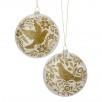 Glass Gilded Dove Disk Ornament