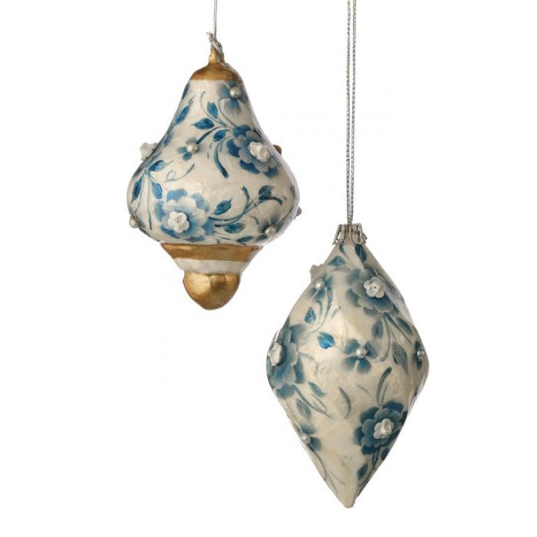 Capiz Blue Floral Ornament