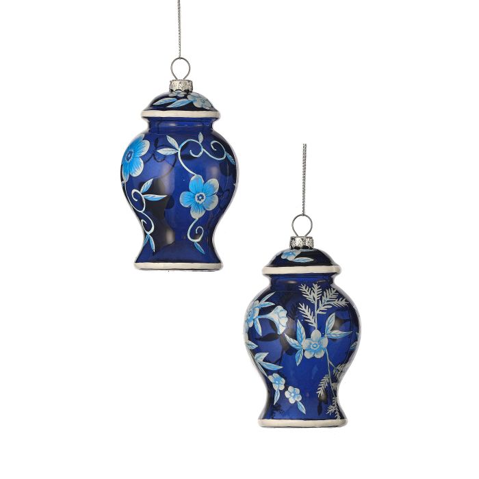 Glass Floral Urn Ornament