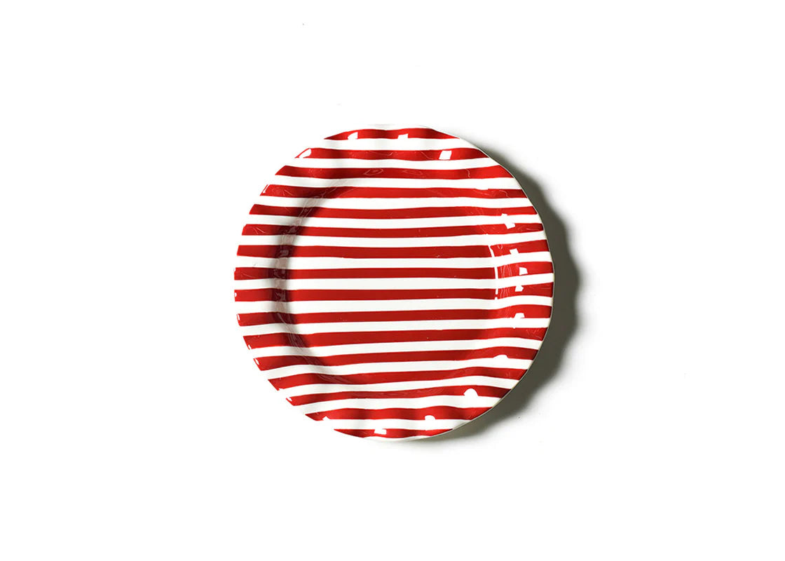 Red Stripe Drop Ruffle Dinner Plate