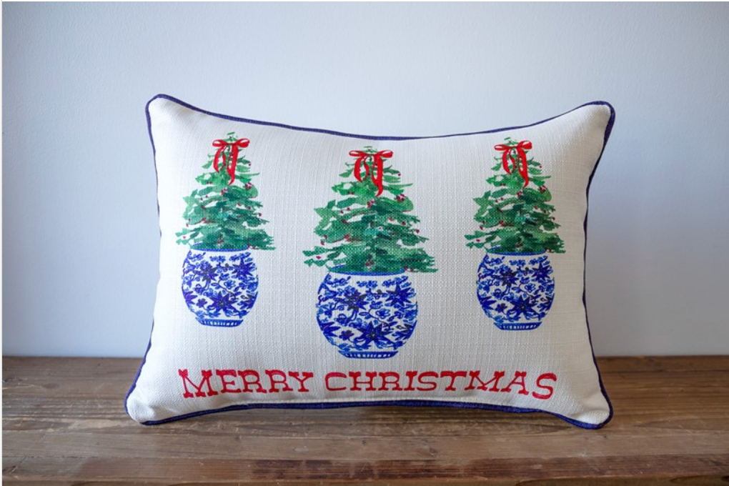 Chinoiserie Merry Christmas Pillow