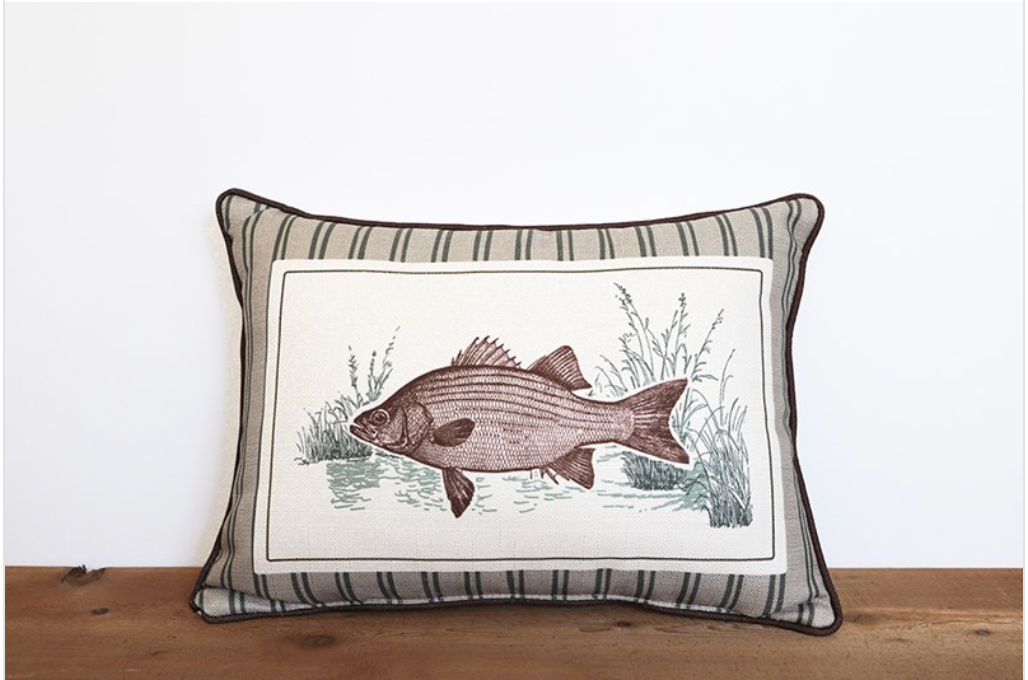 Green and Brown Bass Stripe Pillow