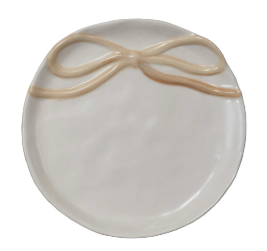 Round Stoneware Dish with Bow